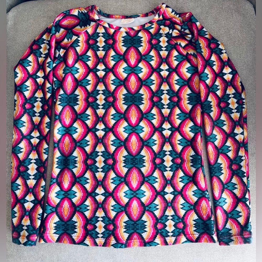 Lului Bikinis girls pink green yellow Rash guard top long sleeve geometric 10